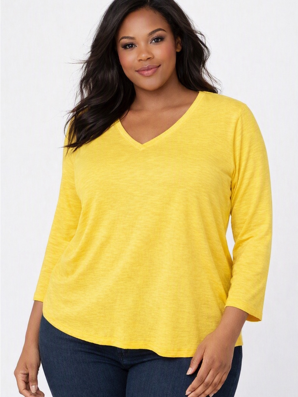 5/$25 Jones New York Cotton Long Sleeve V-Neck Tee Size XL